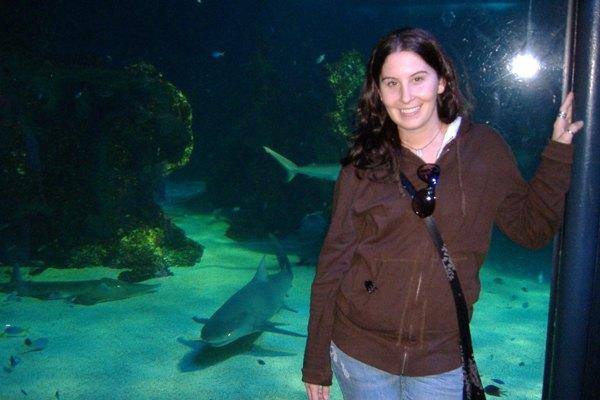 Me and a shark... thank god there is glass there!  at the Aquarium..