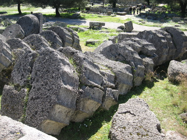 fallen columns from the Temple of Zeus