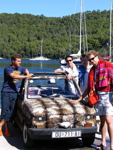 The Frenchies with a Crazy Car in Mljet