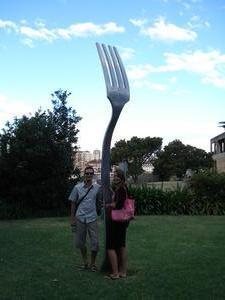 Ste and Sandra with Giant Fork