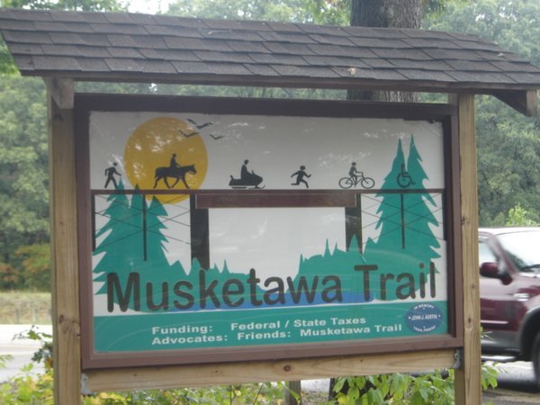 Muskegon trailhead sign
