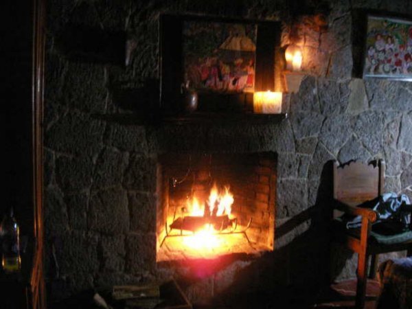 Santiago - my fireplace lit at nightime