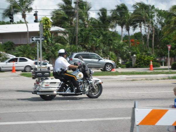 Fat cop on a motorcycle