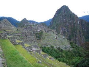 Erster Blick auf Machu Picchu, um ca. 6 Uhr morgens