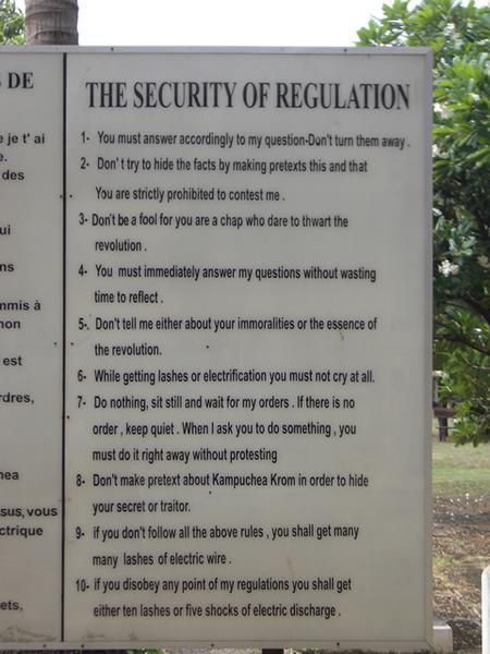 Copy of the security of regulation list, Tuol Sleng prison