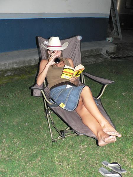 Book, beer, cigar...what a lady