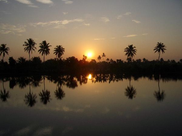Keralan backwaters at sunset