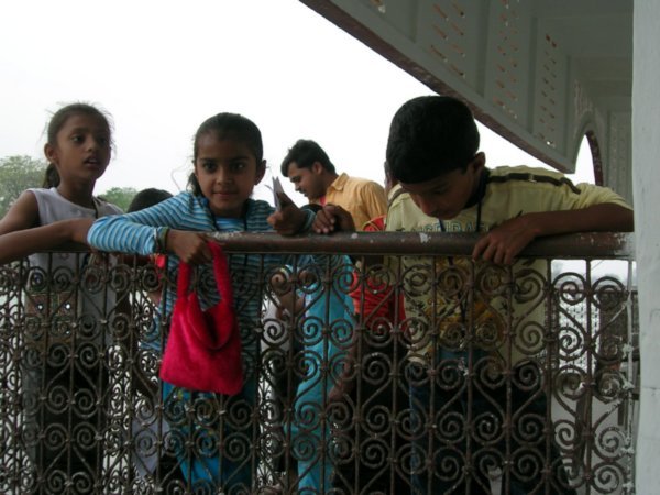 A few of the children looking at thre Ganga.