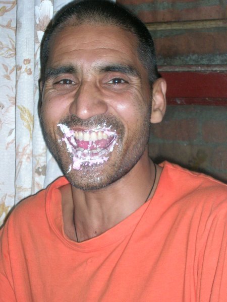 Swami Pranmurtiji gets the cream.