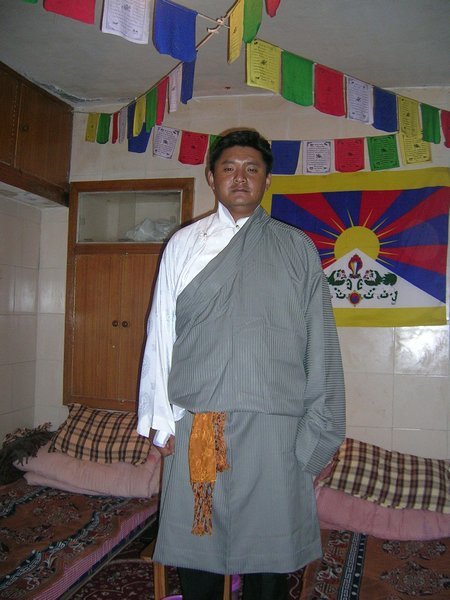 Lobsang in traditional costume, he's not really this serious.