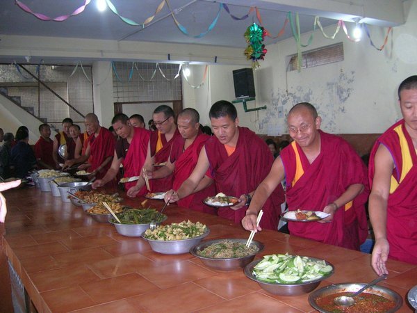 The monks ate first at an event I went to with Doria.