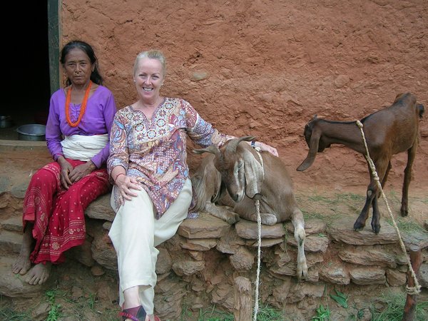 Me, Raju's aunty and two goats.