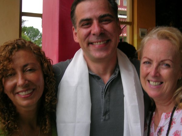 Cecilia from Brazil, Paula from Portugal and me. All very happy that we had completed the Green Tara retreat.