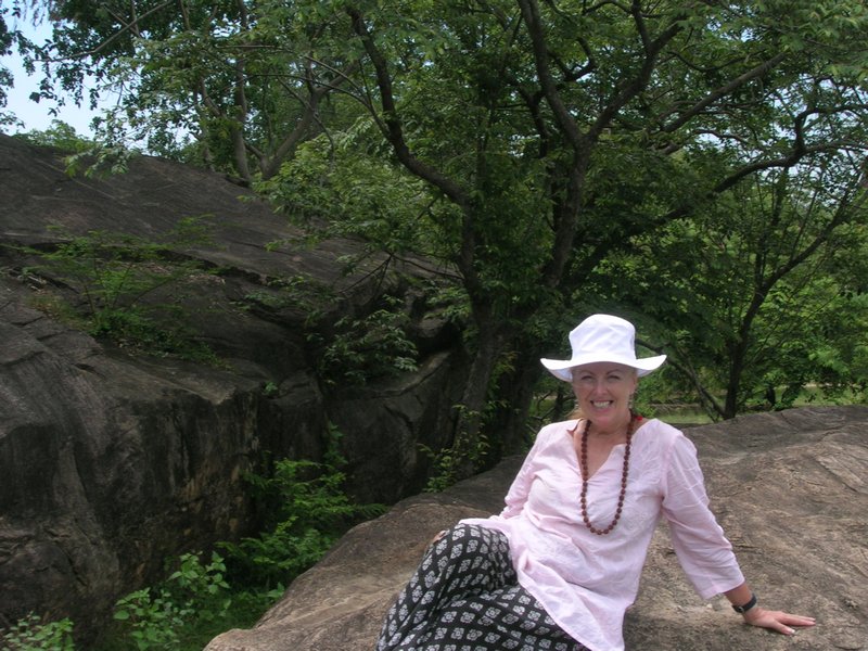 Resting after a climb to see a meditation cave - wonderful!