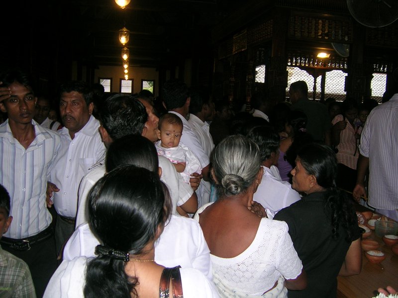 Inside the temple in Kandi where the Buddhas tooth relic is. Crowded but wonderful.