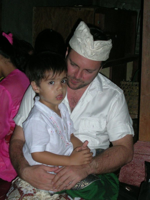 Toby and Jayden at Inda's Ottonan (Balinese birthday)ceremony.