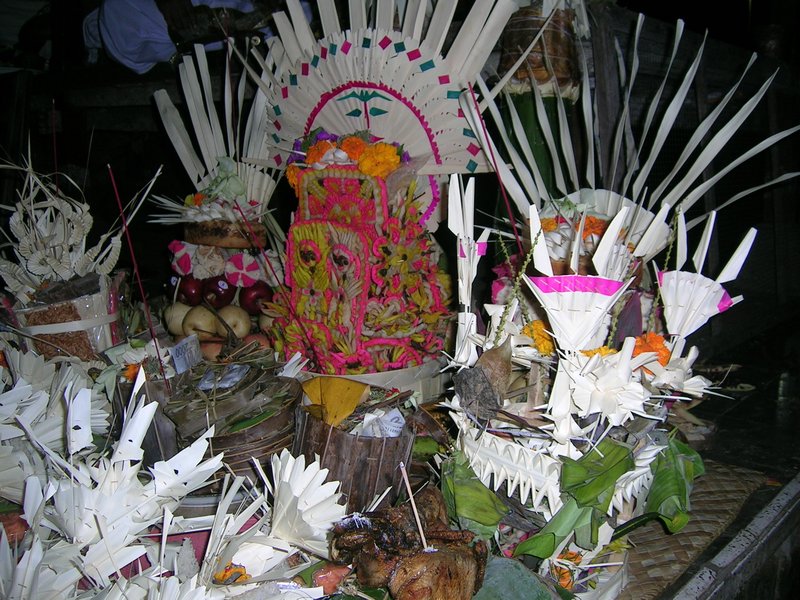 The many offerings at the ceremony.