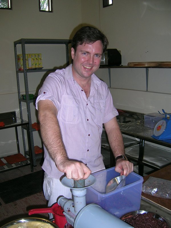 Master chocolate maker at work.