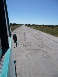 Pothole road on the way to Kasane