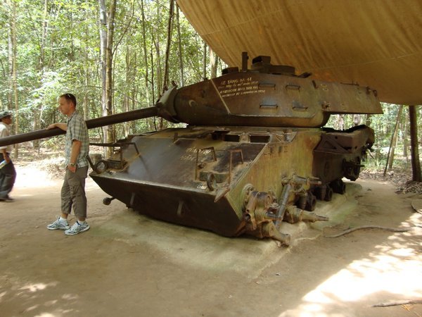 A US tank gunned down by the Viet Cong