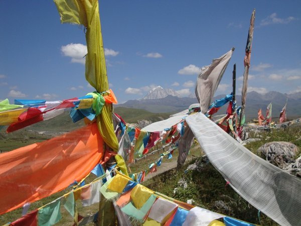 Mt Zhora with prayer flags