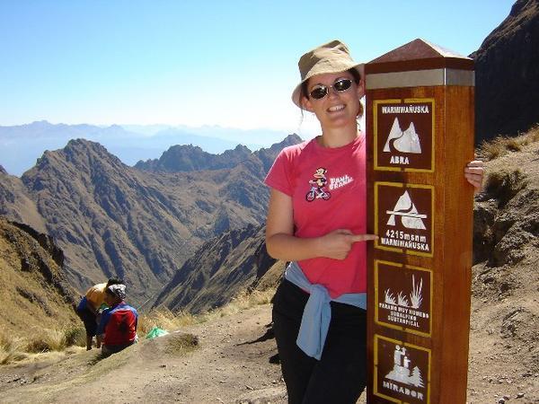 Kerry at top of Dead Womans Pass, 4215m