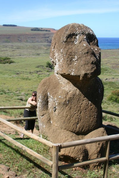 Hugging the Kneeling Moai