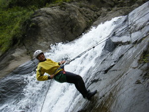 Ann descends the second waterfall