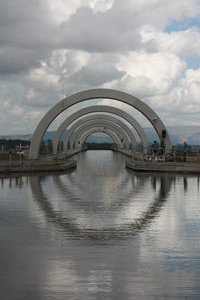 Falkirk Wheel with the view of Ochil Hills