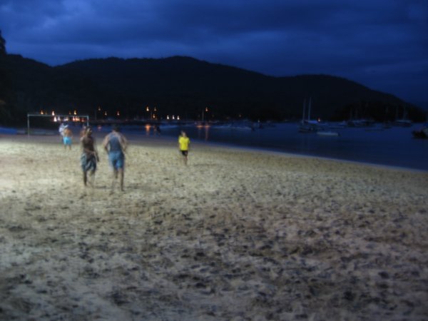 Beach Football in the cool of the night