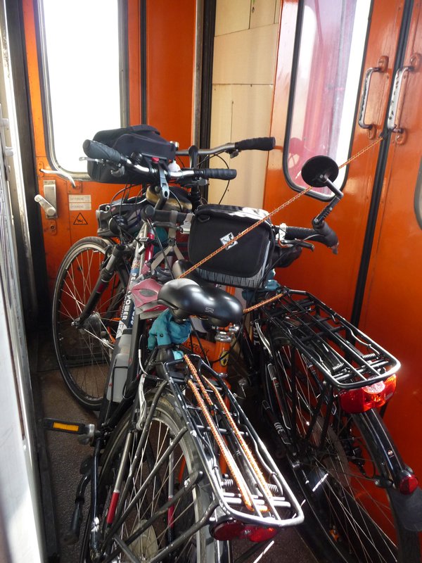 Packing bikes on trains