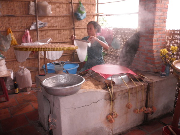 Rice Paper Making at the Small Factory along the Delta          