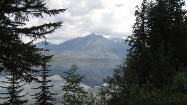 Reflection of mountains north of McDonald Lake