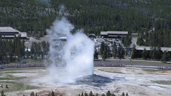 Old Faithful from Hilltop Observation Point