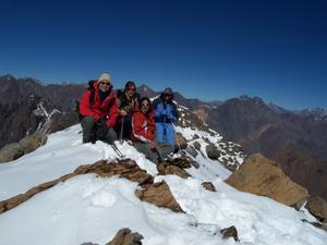 The summit of Cerro (=hill) Unión 3658 meters (Nicolas, me, Carlos and Karen)