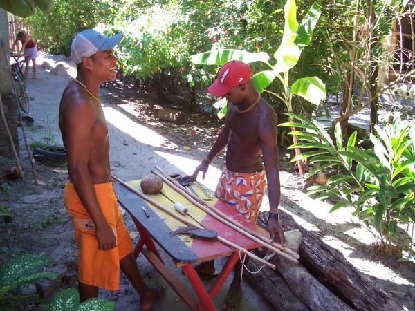 Nino and Mestre Jamaica making my berimbau (traditional instrument used in capoeira)