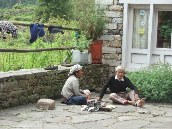 Old couple having a rest at noon.
