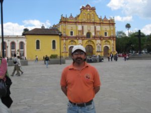 Our guide Caesar in front of the San Cristobal Cathedral where our tour originated.