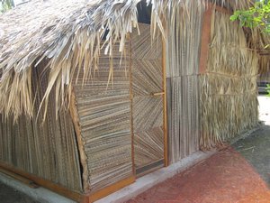 Check out the construction from palm fronds.  Jose built all the buildings himself. 