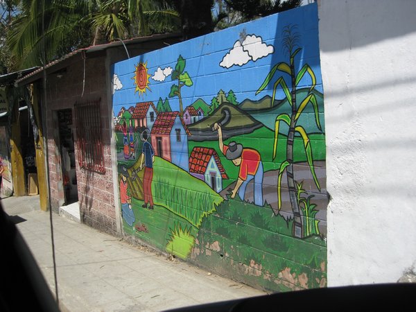 Colorful mural in Citala, El Salvador.