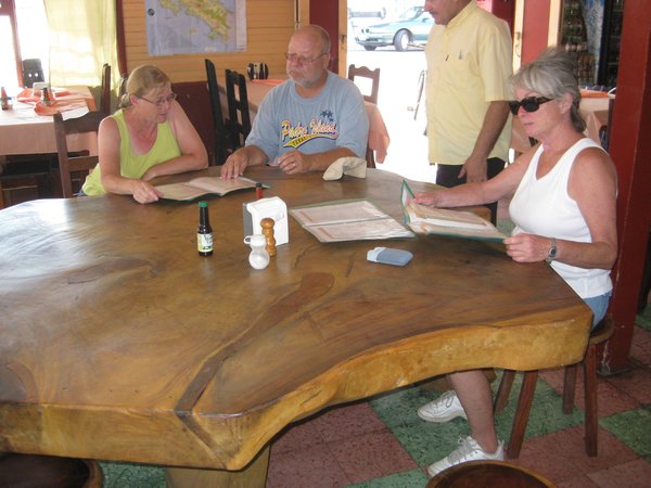 Check out this magnificent piece of wood being used as a table in a Puntarenas restaurant.