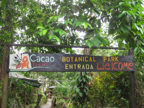 Entrance to cocoa plantation between Cahuita and Puerto Viejo. 