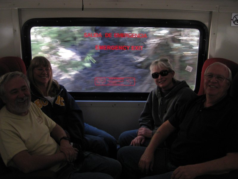 Paul, Terry, Ray and Marcia enjoying the eight hour train ride from El Fuerte to Creel at the northern edge of the Copper Canyon.