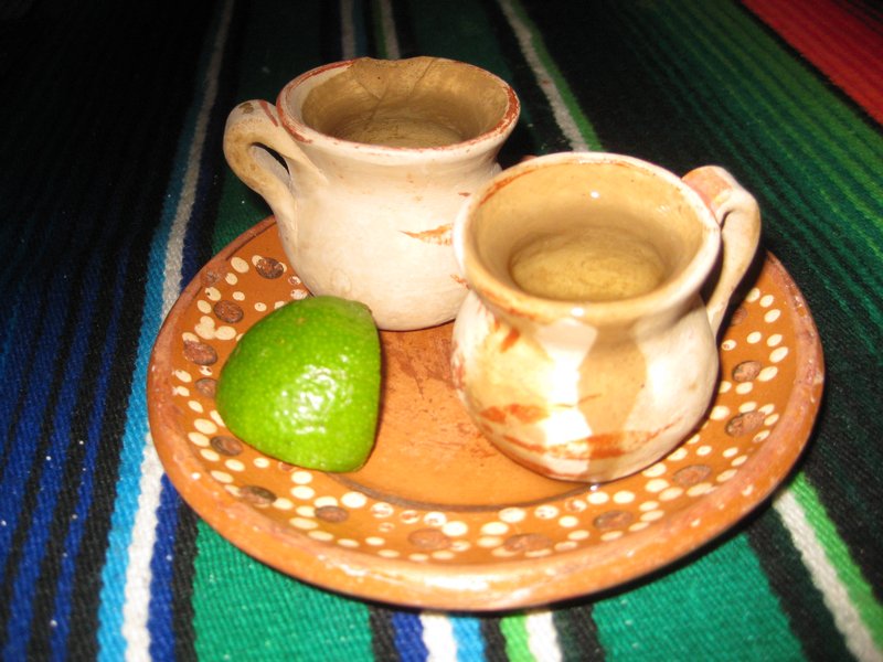 Dinner included these cute little pitchers of Mezcal