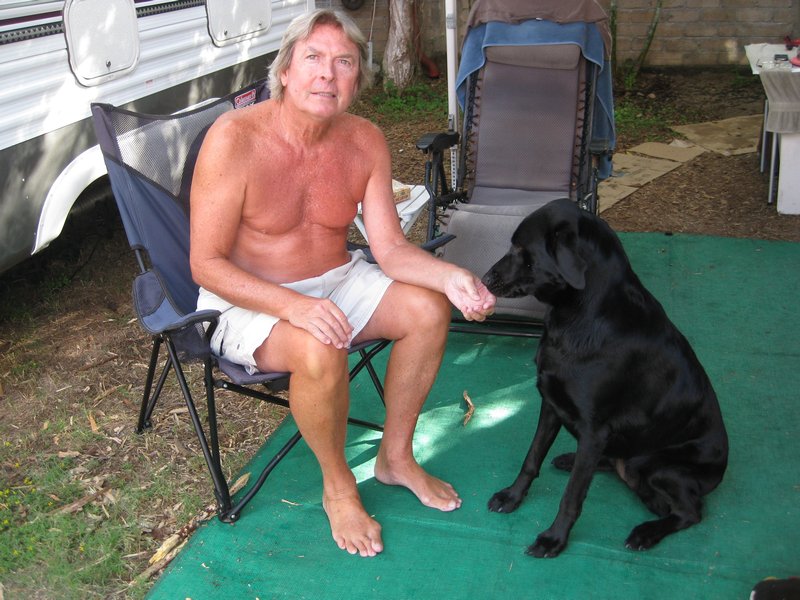 Our campground neighbor Steve and his dog Onyx from San Diego have wintered here for about ten years. 