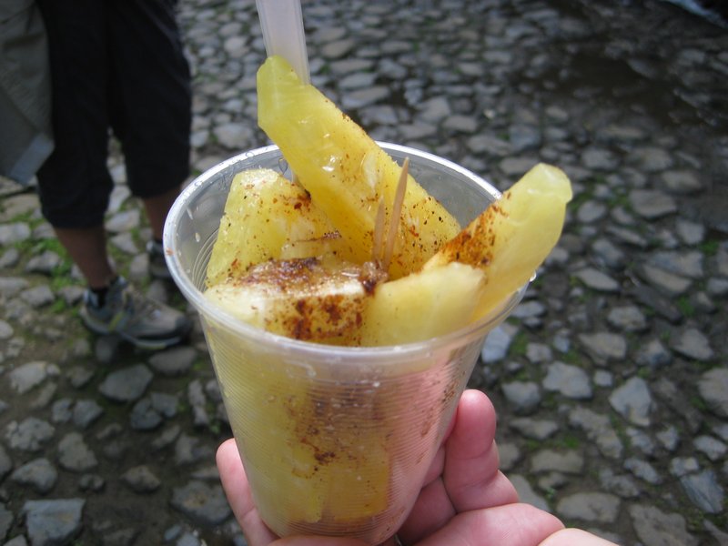 Here in the park, Michelle introduced us to a real treat – pineapple with salt, lime and chili powder – yummo!