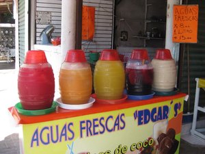 These stands are everywhere.  Our favorite, horchata, is on the far right.