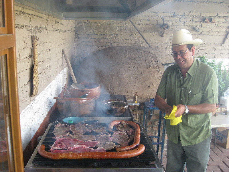 Sal's cousin cooking an authentic Mexican BBQ. 