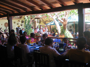 This is one of the two outdoor dining areas.