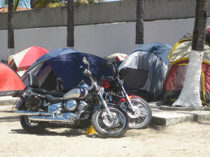 Most of our biker neighbors camped in tents.  A few had motorhomes.  